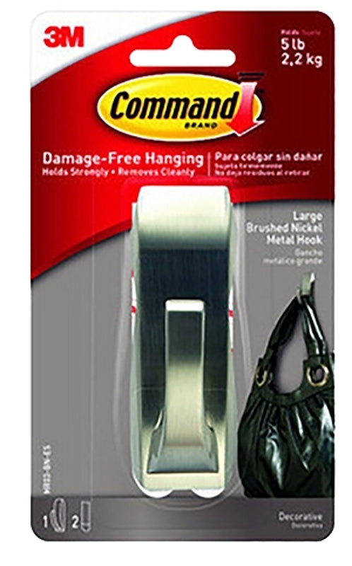 Command Modern Reflections Series MR03-BN-ES Large Hook, 5 lb, 1-Hook, Metal
