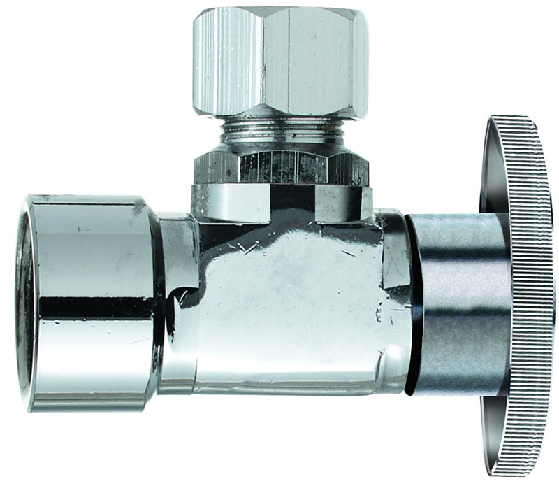 Plumb Pak Angle Shut-Off Valve, 1/2 x 3/8 in Connection, FIP x Compression, Brass Body