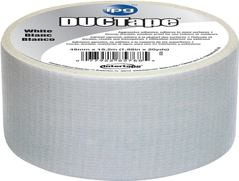 IPG All-Purpose Duct Tape, 20 yd L, 1.88 in W, Polyethylene-Coated Cloth Backing, White