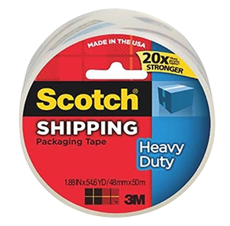Scotch Series Packaging Tape, 54.6 yd L, Clear, 1.88 in W, 3.1 mil, Polypropylene Backing