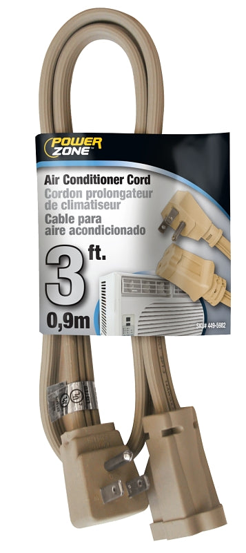 PowerZone Extension Cord, 3 ft L, 15 A, 125 V, Beige
