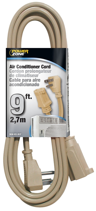 PowerZone Single-Ended Extension Cord, 9 ft L, 15 A, 125 V, Beige