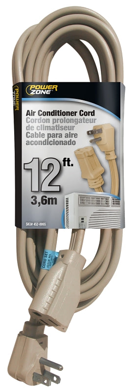 PowerZone Extension Cord, 12 ft L, 15 A, 125 V, Beige