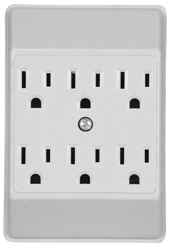 Eaton Outlet Tap, 2 -Pole, 15 A, 125 V, 6 -Outlet, NEMA: NEMA 5-15R, White