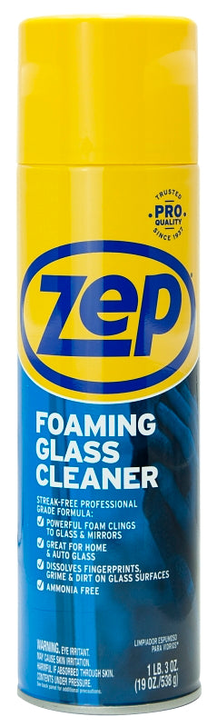 Zep ZUFGC19 Glass Cleaner, 19 oz, Liquefied Gas, Pleasant