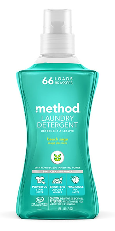 Method 4X Concentrated Laundry Detergent, 66 Loads, Beach Sage, 53.5 oz