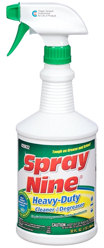 Spray Nine Cleaner and Degreaser, 32 fl-oz, Liquid, Citrus, Clear