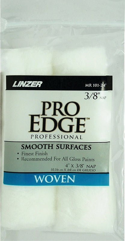 Linzer Roller Cover, White, 3/8 in Thick Nap, 4 in L, Woven Fabric, 6/PK