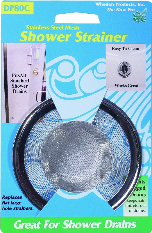 Whedon Shower Strainer with Ring, Stainless Steel, For: Bathtub Drains