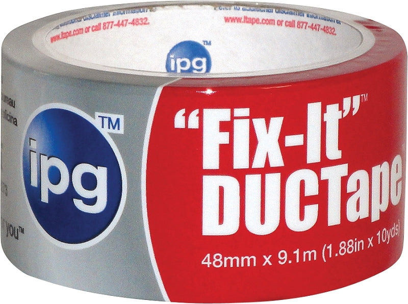 IPG Duct Tape, 10 yd L, 1.88 in W, Poly-Coated Cloth Backing, Silver