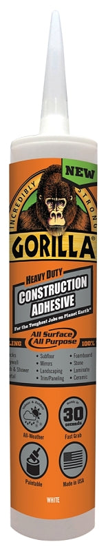 Gorilla Construction Adhesive, White, 9 oz, Cartridge