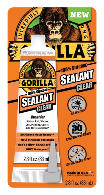Gorilla 8090002 Sealant, Clear, -40 to 350 deg F, 2.8 oz Tube