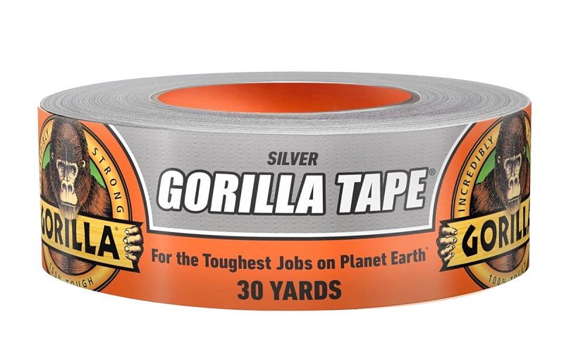 Gorilla 105634 Duct Tape, 30 yd L, 1.88 in W, Polyethylene Backing, Silver