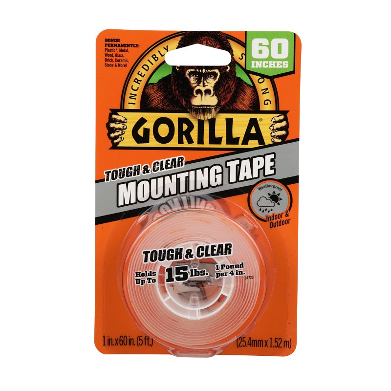 Gorilla Mounting Tape, Double Sided, 60 in L, 1 in W