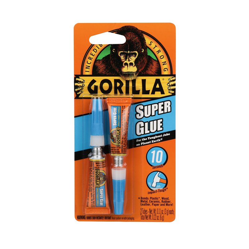Gorilla Super Glue, Straw/White Water, Liquid, Irritating, 3 g, Tube