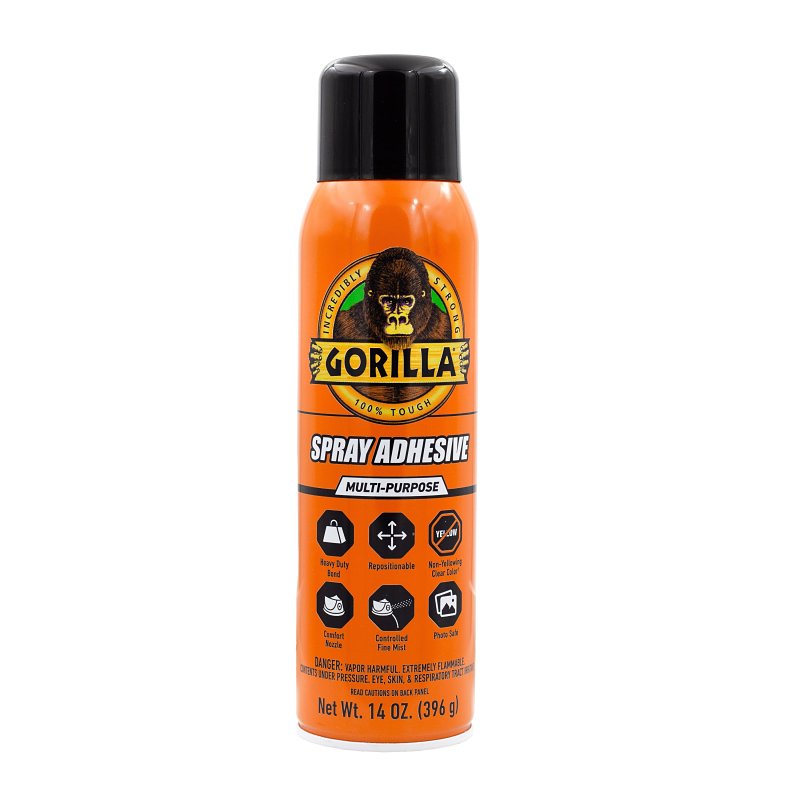 Gorilla 6301502 Spray Adhesive, Clear, 24 hr Curing, 14 oz Can