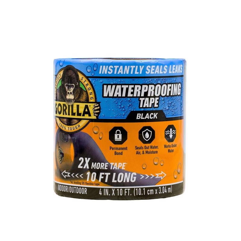 Gorilla 4612502 Patch and Seal Tape, Waterproof, 10 ft L, 4 in W