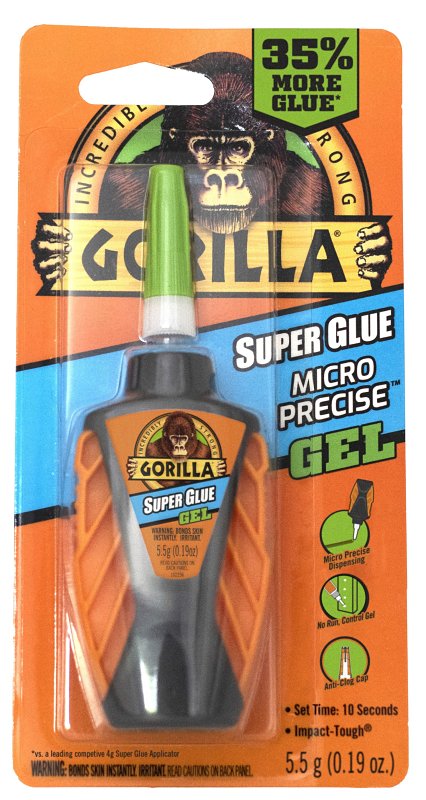 Gorilla 102177 Micro Precise Super Glue, Liquid, Irritating, Sharp, Clear, 5.5 g Bottle