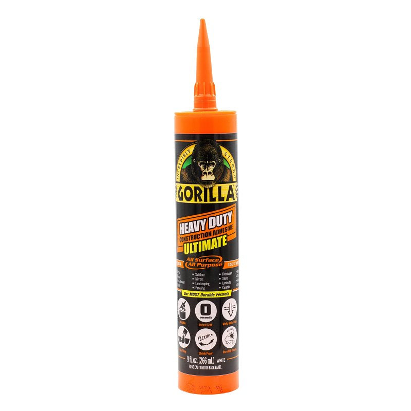 Gorilla 8008002 Construction Adhesive, White, 9 oz Cartridge