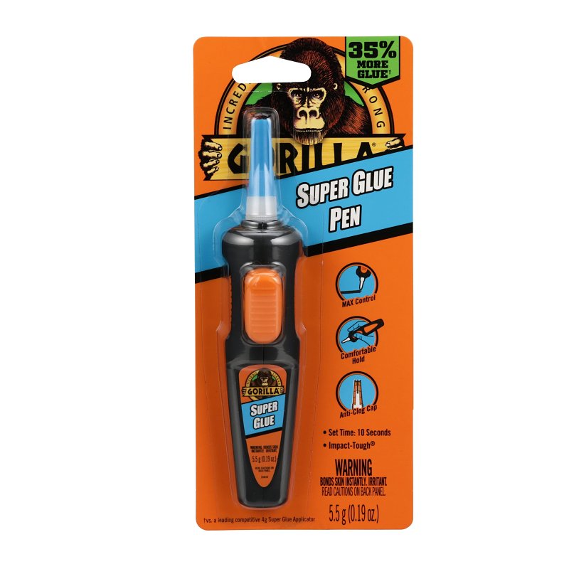 Gorilla 104408 Super Glue, Liquid, Irritating, Sharp, Straw/White, 5.5 g Pen