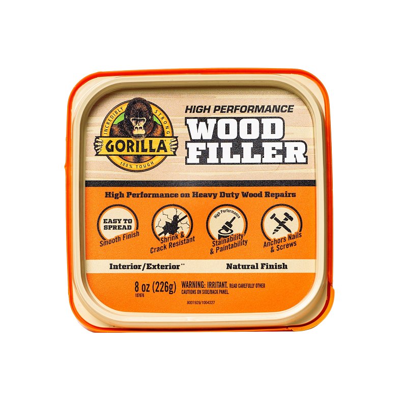 Gorilla 107084 Wood Filler, Liquid Paste, Odorless to Mild, Tan, 8 oz Tub