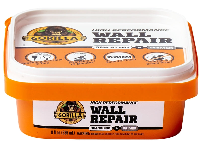 Gorilla High-Performance Wall Repair, Semi-Solid, Off-White, 8 fl-oz Tub
