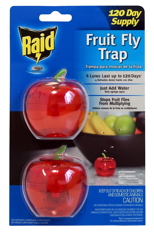 Raid 2PK-FFTA-RAID Fruit Fly Trap, Solid, Sweetish, Light Brown, 2/PK