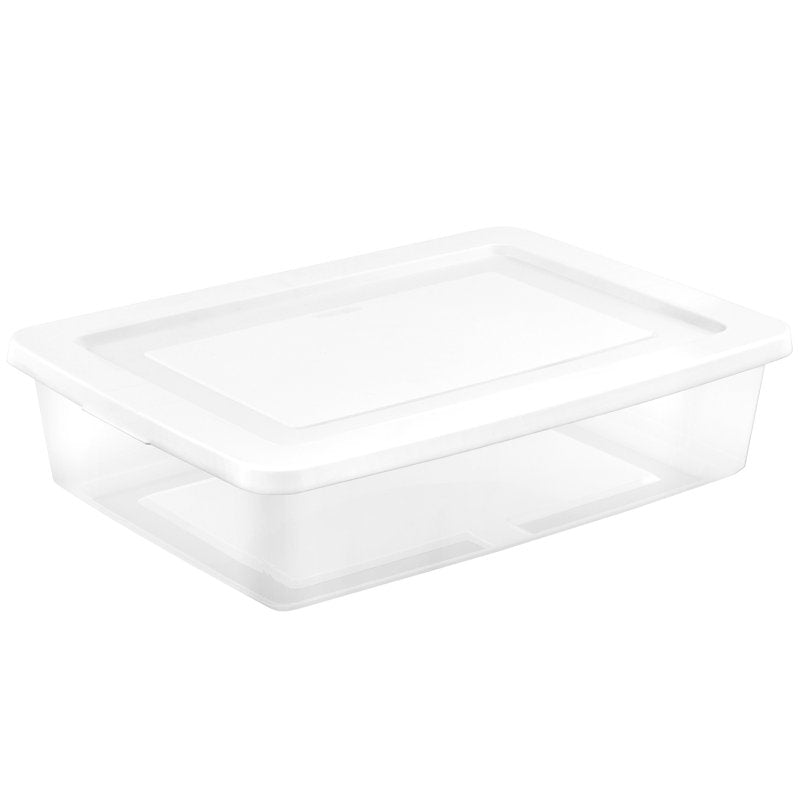 Sterilite 42468010 Storage Box, 28 qt, Plastic, White