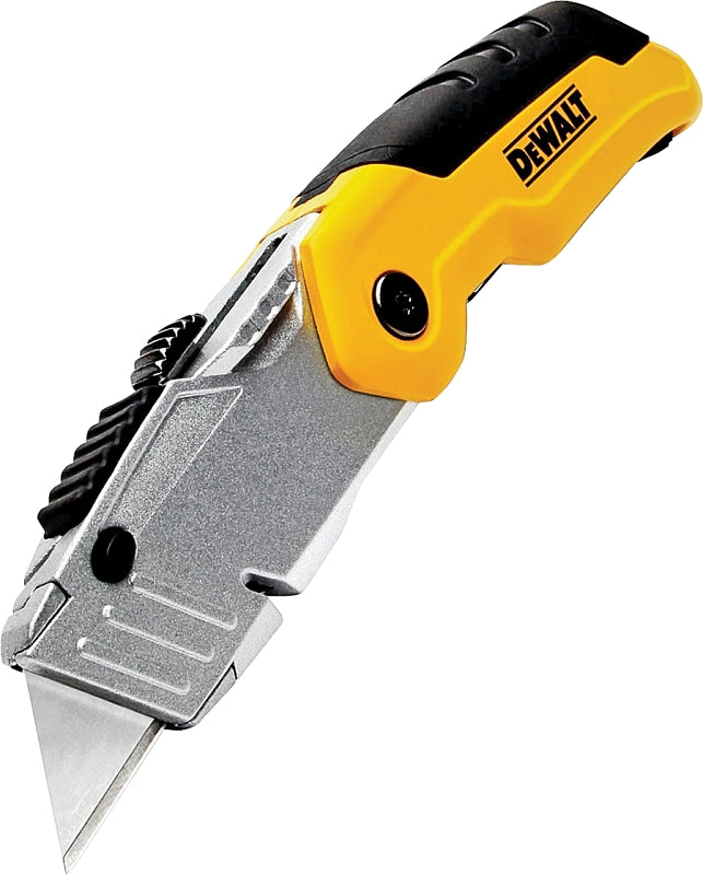 DEWALT Utility Knife, 2-1/2 in L Blade, Metal Blade, Long Handle, Black/Yellow Handle