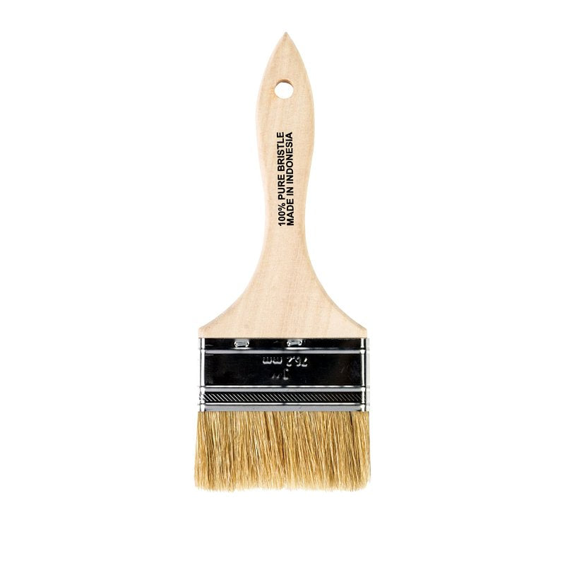 Wooster Paint Brush, 3 in W, 1-11/16 in L Bristle, Soft Natural China Bristle, Plain-Grip Handle