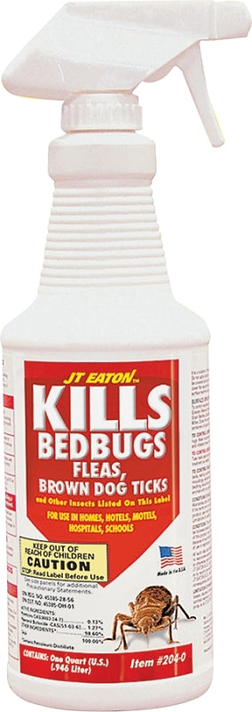 J.T. Eaton 204-O Bed Bug Killer, Liquid, Spray Application, 1 qt Bottle, Yellow