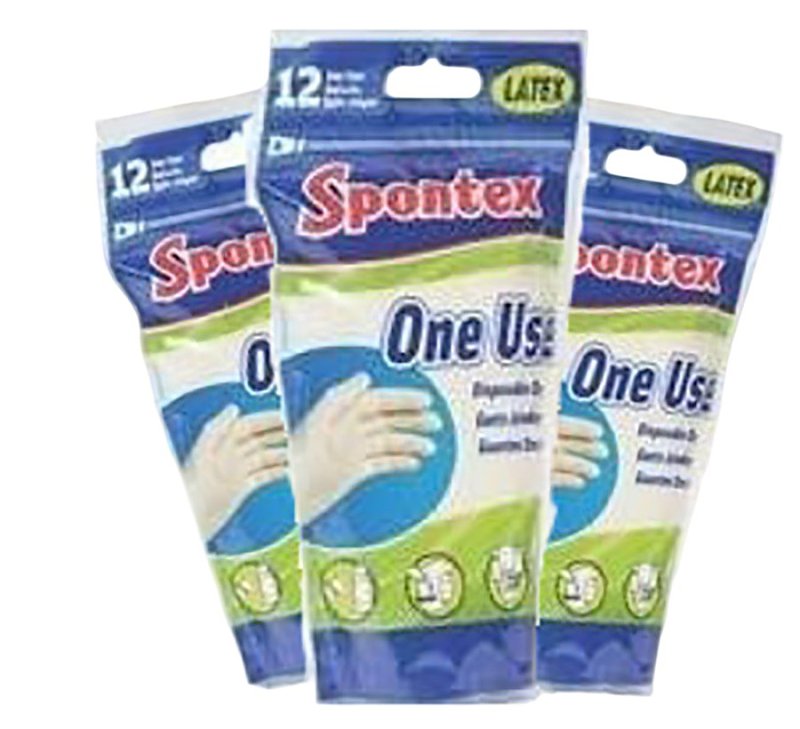 Spontex Seamless Disposable Gloves, One-Size, Latex, Powdered, Opaque Cream