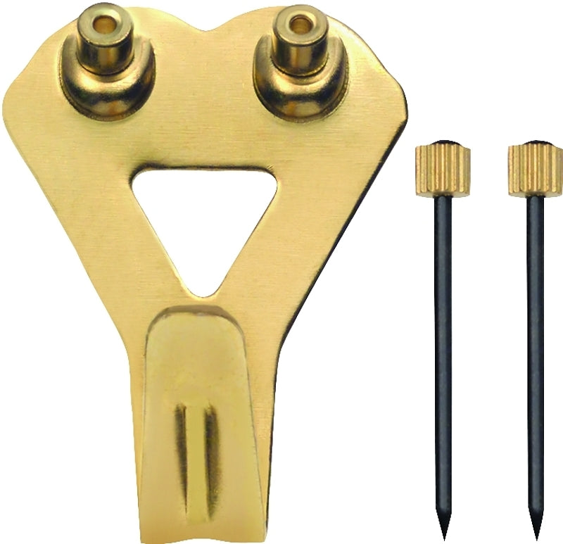 OOK Picture Hanger, 50 lb, Steel, Brass, 2 Hooks, 4 Nails