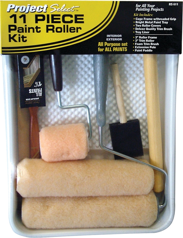 Linzer Roller and Tray Set, Metal, Includes: (2) 3/8 in Roller Covers, Metal Tray, Tray Liner, Extension Handle