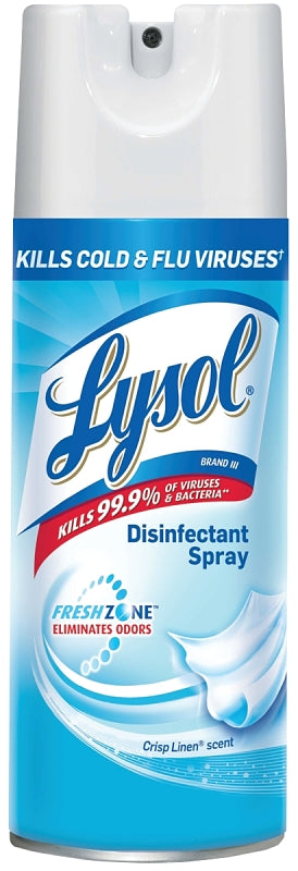 Lysol Disinfectant Cleaner, 12 oz Aerosol Can, Liquid, Crisp Linen, Clear