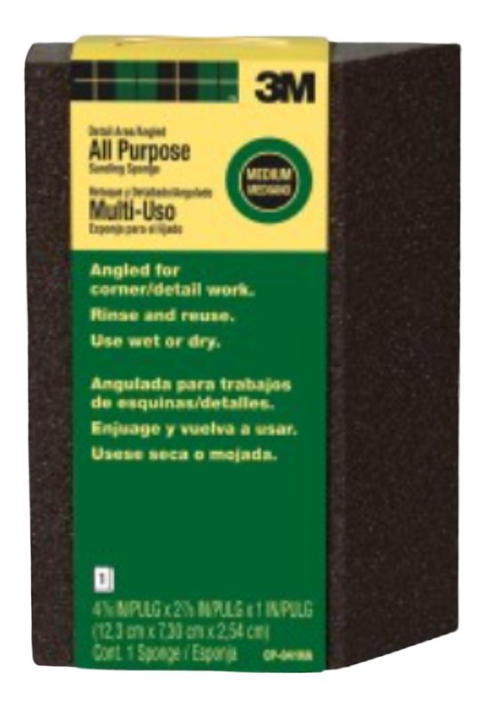 3M CP-041 Sanding Sponge, 4-7/8 in L, 2-7/8 in W, 80 Grit, Medium, Aluminum Oxide Abrasive