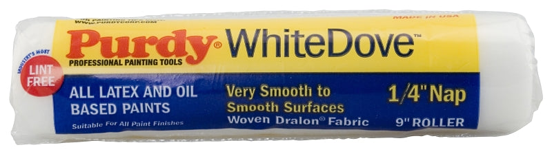 Purdy Roller Cover, 1/4 in Thick Nap, 9 in L, Dralon Fabric Cover