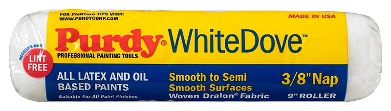 Purdy Roller Cover, 3/8 in Thick Nap, 9 in L, Woven Dralon Fabric Cover