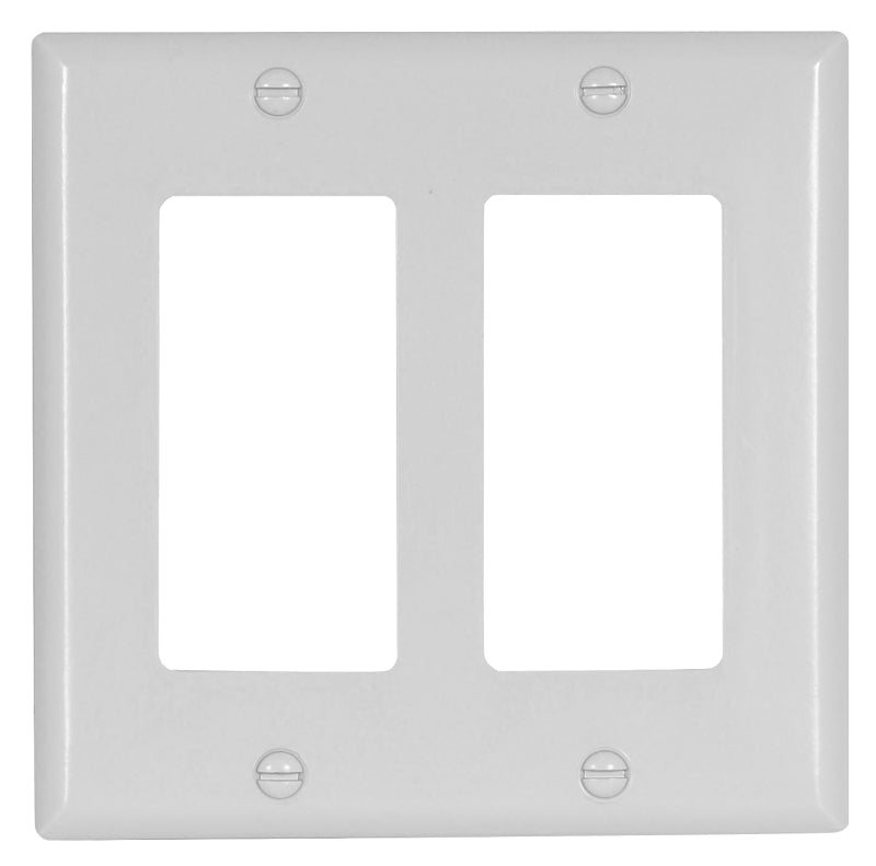 Eaton Wallplate, 4-1/2 in L, 4.56 in W, 2-Gang, Thermoset Plastic, White, High-Gloss