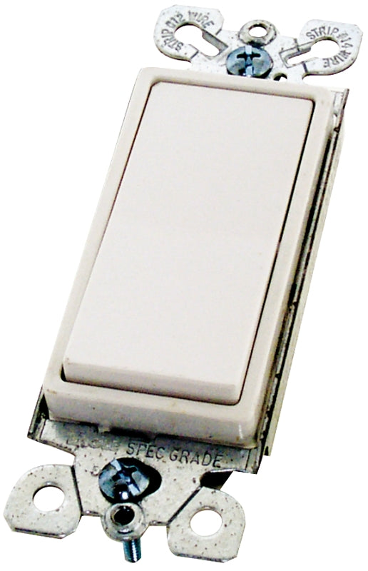 Eaton Rocker Switch, 15 A, 120/277 V, SPST, Push Wire Terminal, Thermoplastic Housing Material, White