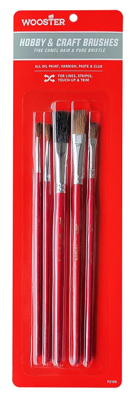 Wooster Artist Paint Brush Set, Plastic Handle, 7-7/8 in OAL