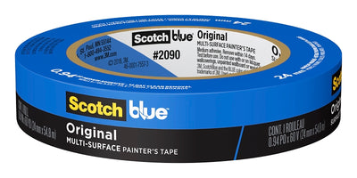 ScotchBlue 2090-24E Painter's Tape, Original Multi-Surface, 60 yd L, 0.94 in W, Crepe Paper Backing, Blue