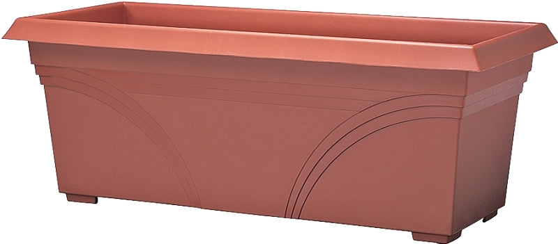 Southern Patio DP2710TC Deck Planter, 10 in H, 12 in W, 27 in L, Rectangular, Plastic, Terracotta