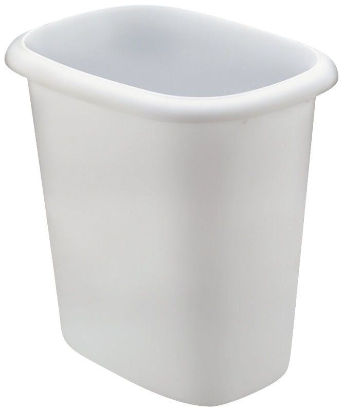 Rubbermaid FG295300 WHT Series Waste Basket, 7 in L, 10 in W, 9in H, 6 qt Capacity, Plastic, White