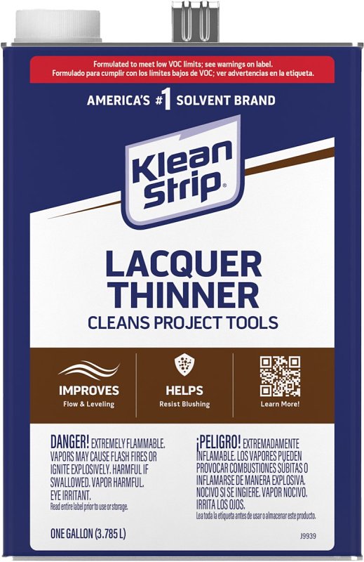 Klean Strip QML170SC Lacquer Thinner, Liquid, Characteristic Ketone, Clear, 1 qt Can