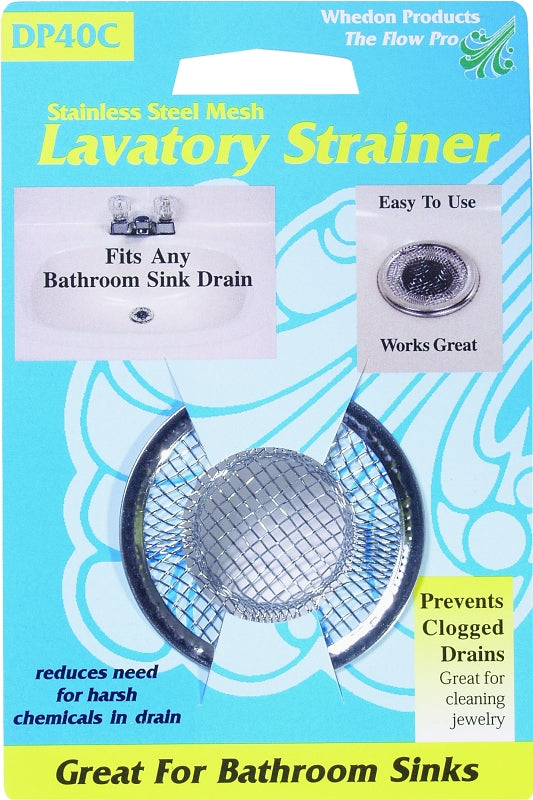 Whedon Lavatory Strainer with Ring, 2-1/4 in Dia, Stainless Steel, For: Lavatory Sink Drains