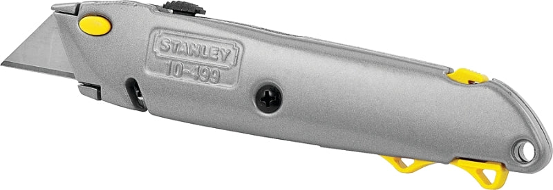 STANLEY Utility Knife, 2-7/16 in L Blade, 3 in W Blade, HCS Blade, Gray Handle, Straight Handle