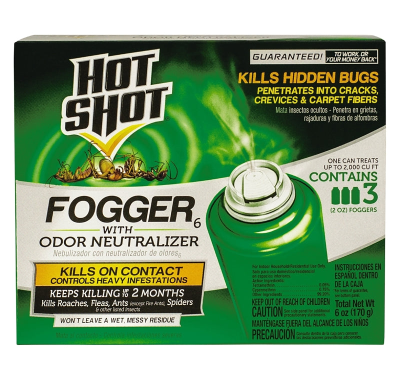 Hot Shot 96180 Fogger with Odor Neutralizer, 2000 cu-ft Coverage Area, Light Yellow/Water White