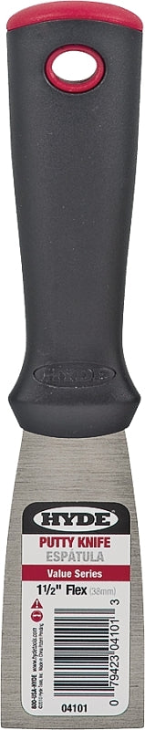 Hyde Value Series Putty Knife, 1-1/2 in W Blade, HCS Blade, Polypropylene Handle, Ergonomic Handle