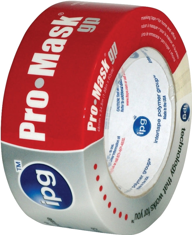 IPG 5104-3 Masking Tape, 60 yd L, 2.81 in W, 5 mil Thick, Crepe Paper/Synthetic Rubber Backing, Beige